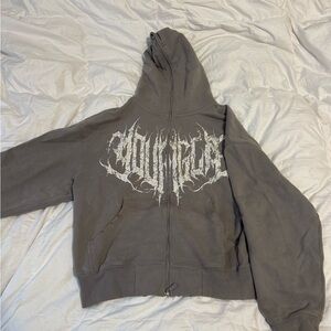 YoungLA Light Gray Zip-Up Hoodie